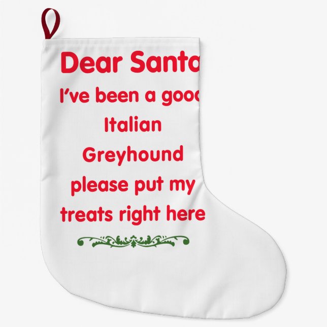 guter italienischer Windhund Großer Weihnachtsstrumpf (Vorderseite)