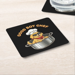 Guter Junge Chef Kochender Hund Rechteckiger Pappuntersetzer