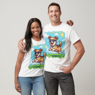 Guter Junge Pixel Welpe Retro-Spiele-Design T-Shirt