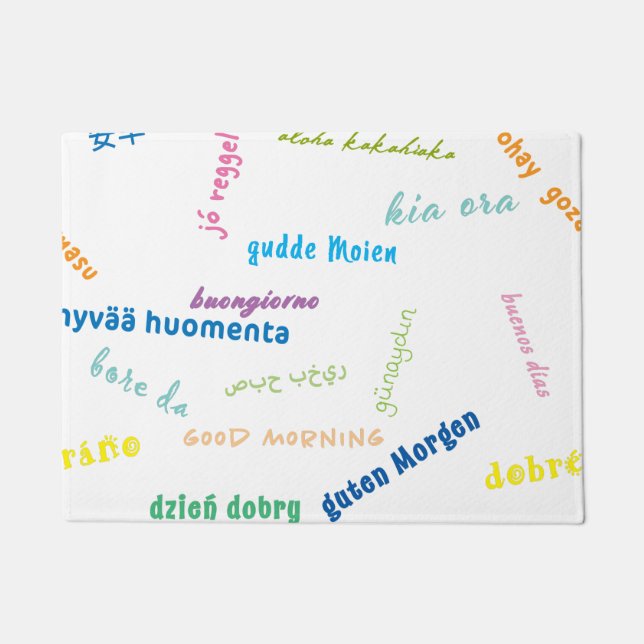 guter Morgen in vielen Sprachen Badematte Fußmatte (Vorderseite)