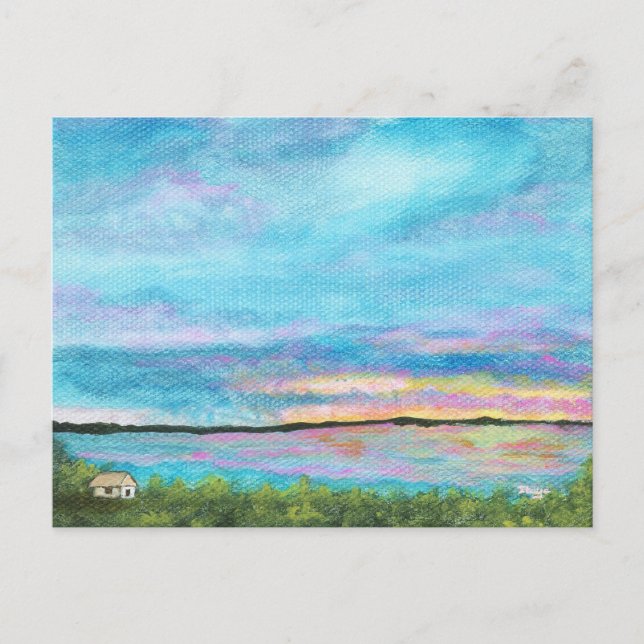 Guter Morgen Landschaftsbild Seepromenade Sonnenau Postkarte (Vorderseite)