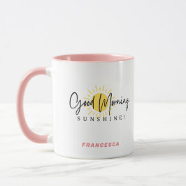 Guter Morgen Sonnenschein Gelber Pfirsich schwarz Tasse