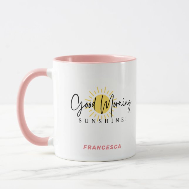 Guter Morgen Sonnenschein Gelber Pfirsich schwarz Tasse (Links)