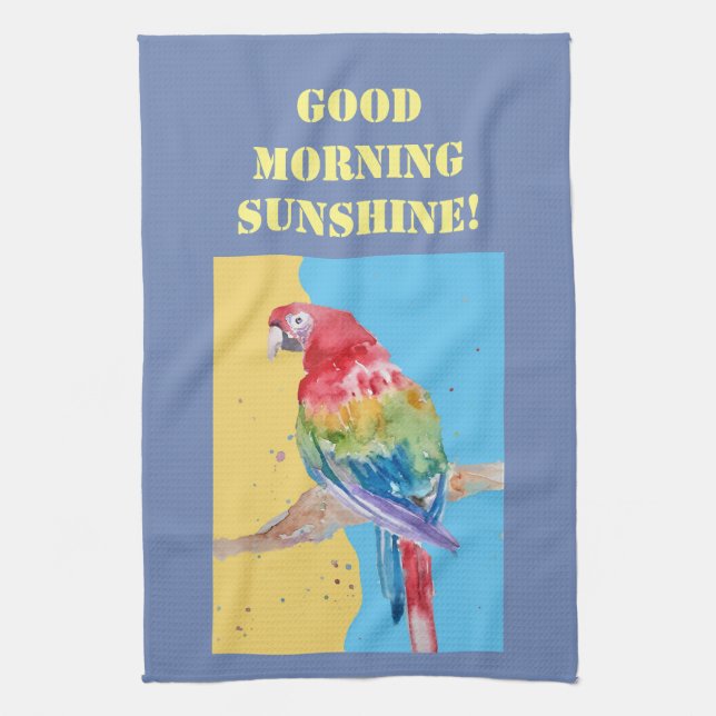Guter Morgen Wasserfarbe Rote Maca Küchentuch (Vertikal)