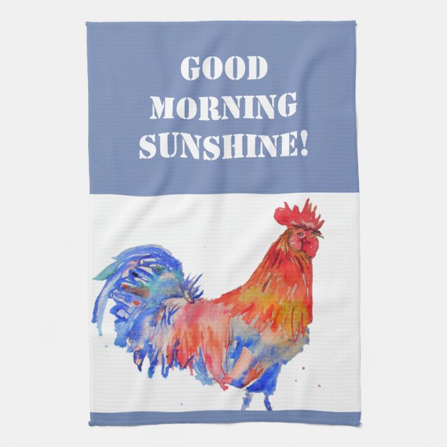 Guter Morgen Wasserfarbe Roter Balkon Küchentücher (Vertikal)