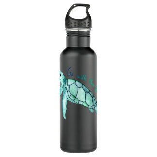 Guter Spaß Meeresschildkröte Wasserfarbe mit Fu Edelstahlflasche