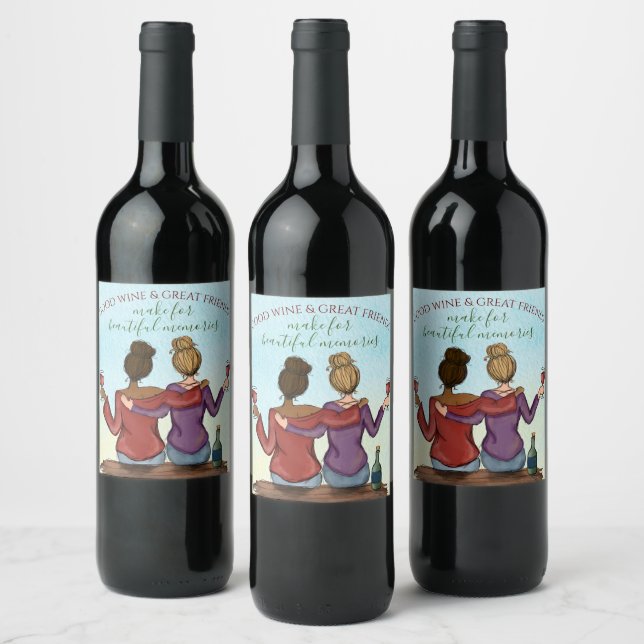 Guter Wein & gute Freunde Weinkeller Weinetikett (Flaschen)