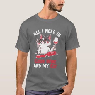 Guter Wein und meine Cat Cat Mama Cat Lovers Cat D T-Shirt