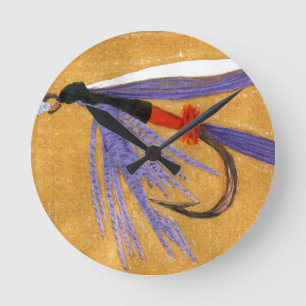 "Güterzug" Fliegenfischenfliege, die Kunst bindet Runde Wanduhr