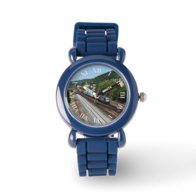 Güterzug in Gemünden am Main Armbanduhr (Vorderseite)