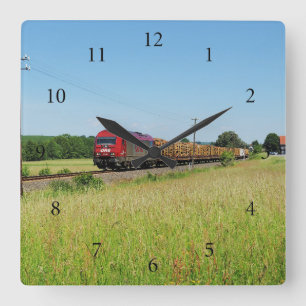 Güterzug in Simtshausen Quadratische Wanduhr