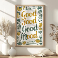 Gutes Essen Gute Laune Grün und Gelbe Küche Kunst