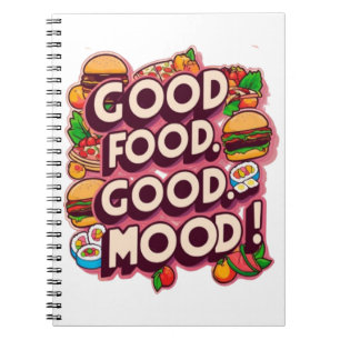 Gutes Essen, gute Laune: Lebhaftes Spiral-Notebook Notizblock