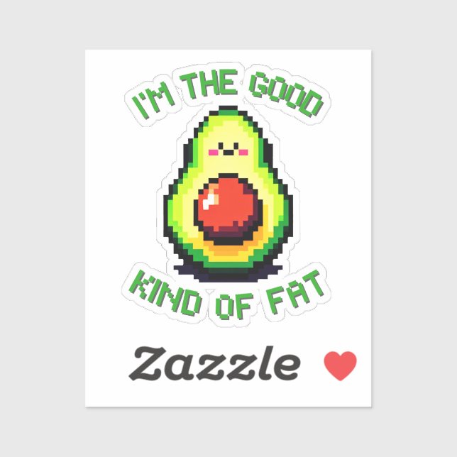 Gutes Fat Avocado - Funny Pixel Art Food Design Aufkleber (Blatt)