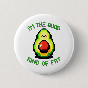 Gutes Fat Avocado - Funny Pixel Art Food Design Button