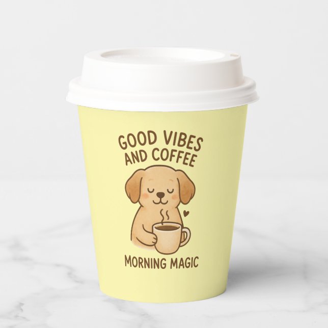 Gutes Fernsehen & Kaffee - Playful Puppy Digital A Pappbecher (Vorderseite)