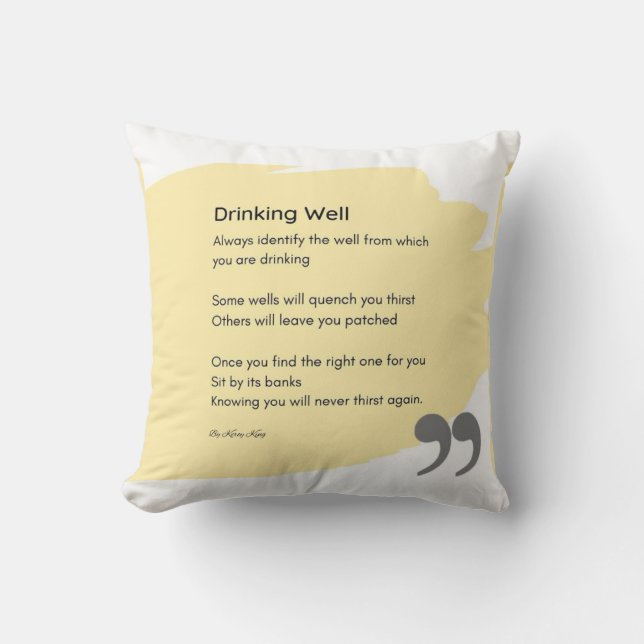 Gutes Gedicht gelb trinken Kissen (Vorderseite)