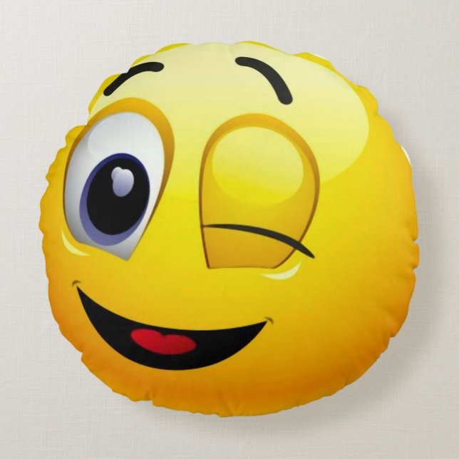 Gutes Gefühl Emoji Rundes Kissen (Vorderseite)