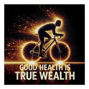 Gutes Gesundheitspaket mit Neonradfahrern Poster