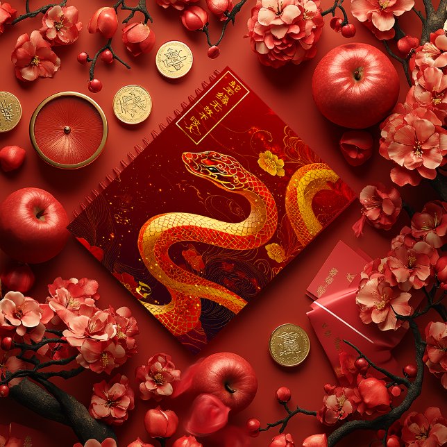 Gutes Glück Gold und Rotes Jahr der Schlange Notizbuch (Year of the Snake Festive Notebook )