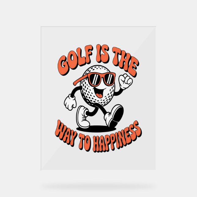 Gutes Golf Ball Mascot Acrylschild (Vorderseite)