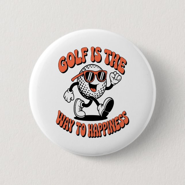 Gutes Golf Ball Mascot Button (Vorderseite)