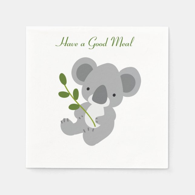 Gutes Mahl, Niedlicher Koala-Bär Personalisiert Serviette (Vorderseite)