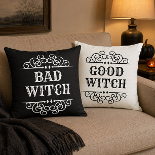 Gutes oder schlechtes Schwarzes Reversible Hallowe Kissen