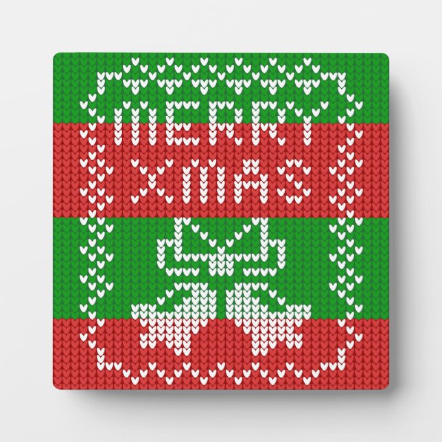 Gutes Pullover-Muster Jingle Glocken Merry Xmas Ga Fotoplatte (Vorderseite)