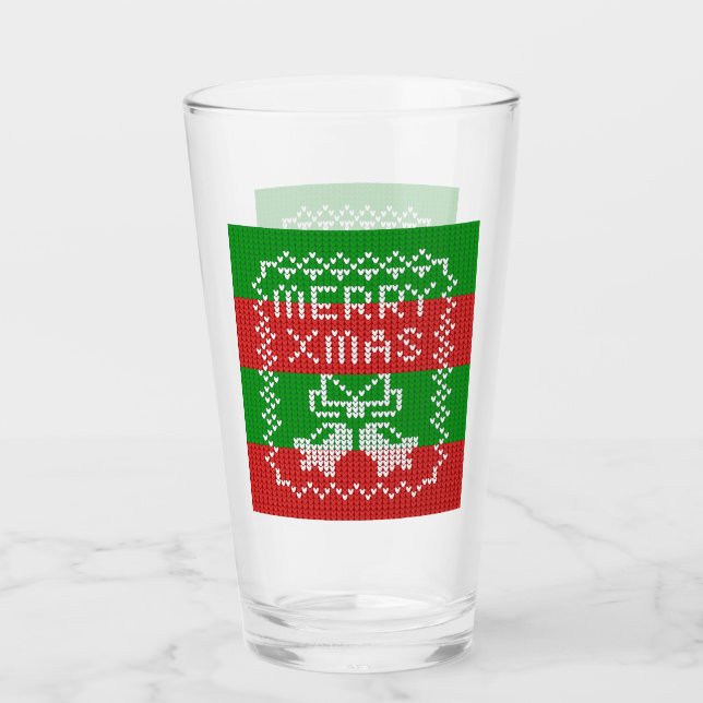 Gutes Pullover-Muster Jingle Glocken Merry Xmas Ga Glas (Vorderseite)