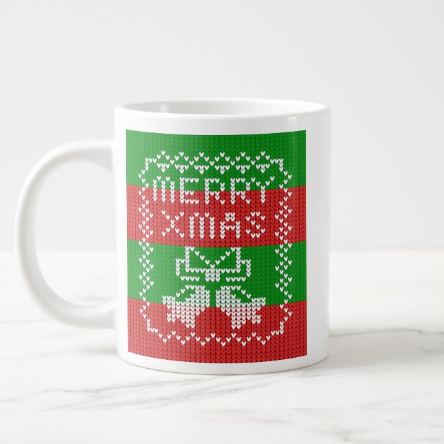 Gutes Pullover-Muster Jingle Glocken Merry Xmas Ga Jumbo-Tasse (Links)