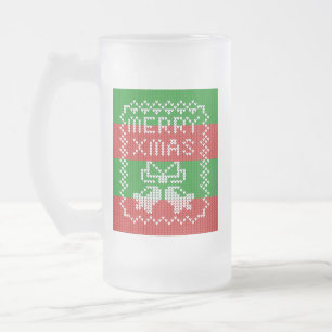 Gutes Pullover-Muster Jingle Glocken Merry Xmas Ga Mattglas Bierglas