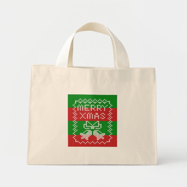 Gutes Pullover-Muster Jingle Glocken Merry Xmas Ga Mini Stoffbeutel (Vorne)