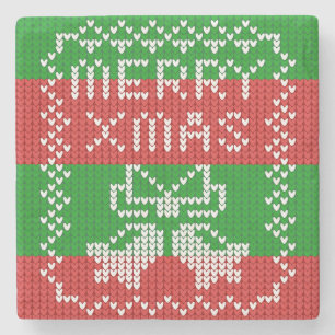Gutes Pullover-Muster Jingle Glocken Merry Xmas Ga Steinuntersetzer