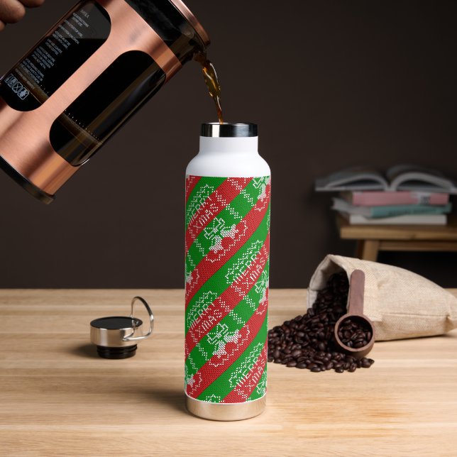 Gutes Pullover-Muster Jingle Glocken Merry Xmas Ga Trinkflasche (Kaffee)