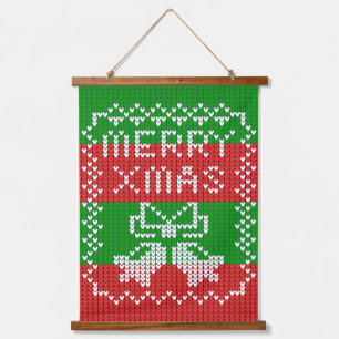 Gutes Pullover-Muster Jingle Glocken Merry Xmas Ga Wandteppich Mit Holzrahmen