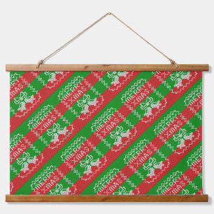Gutes Pullover-Muster Jingle Glocken Merry Xmas Ga Wandteppich Mit Holzrahmen