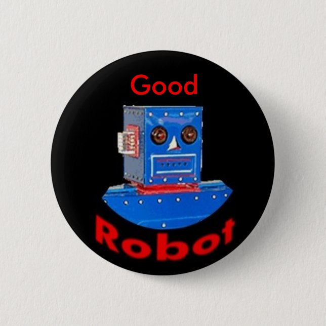 Gutes Roboter-Blau Button (Vorderseite)