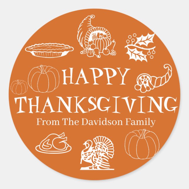 Gutes Thanksgiving-individuelle Name Runder Aufkleber (Vorderseite)