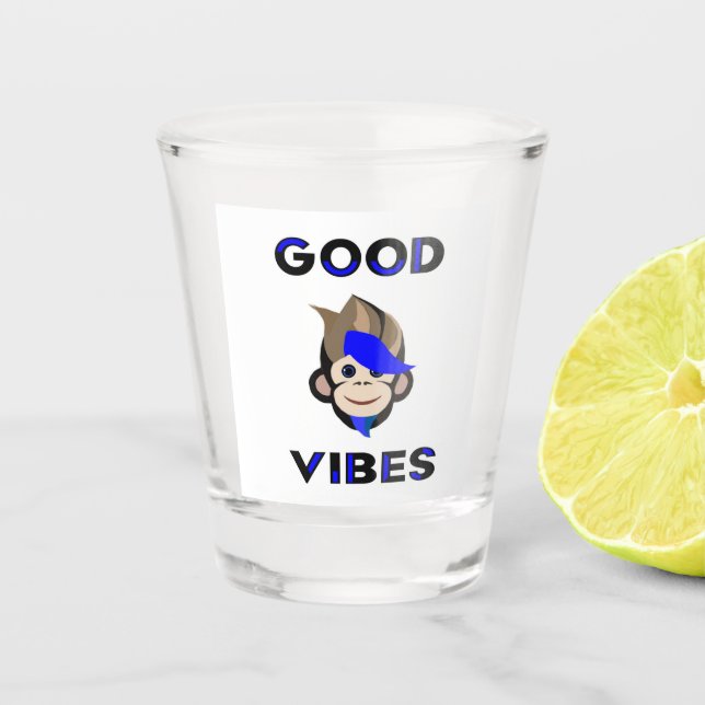 Gutes Vibes Affe Shotglas Schnapsglas (Vorderseite)