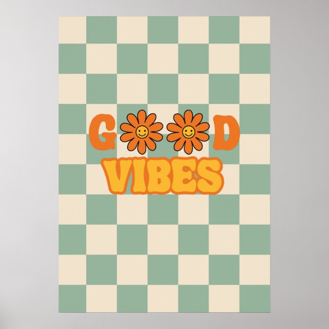 Gutes Vibes Groovy Retro Poster (Vorne)