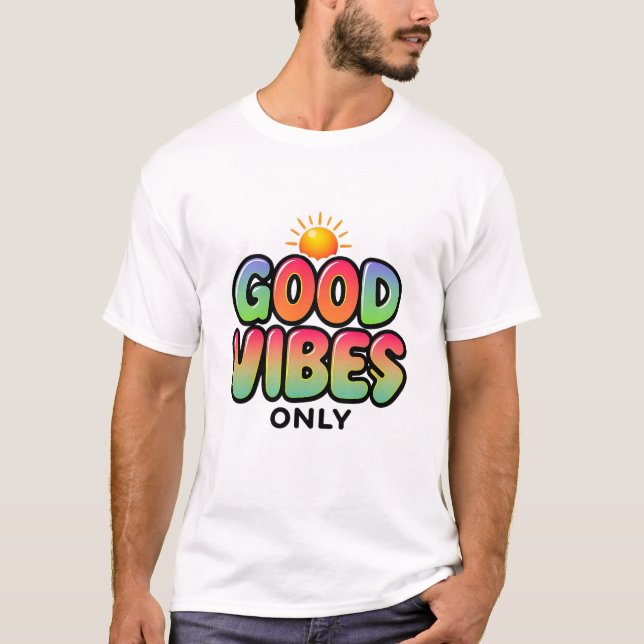 Gutes Vibes nur Rainbow Retro Sun T-Shirt (Vorderseite)