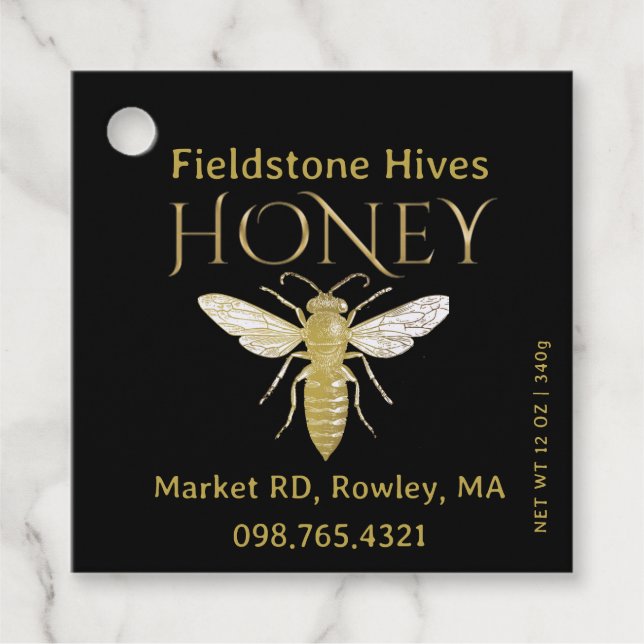 Gütesiegel "Queen Bee Honey Gold" Geschenkanhänger (Vorderseite)