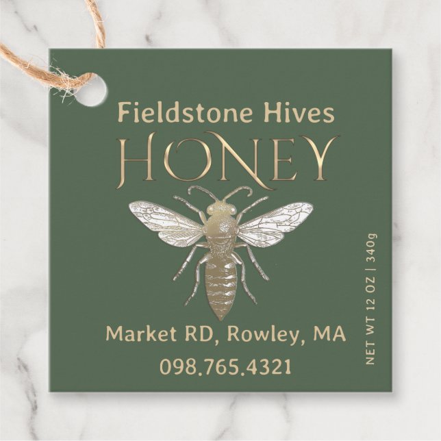 Gütesiegel "Queen Bee Honey Gold" Geschenkanhänger (Vorderseite)