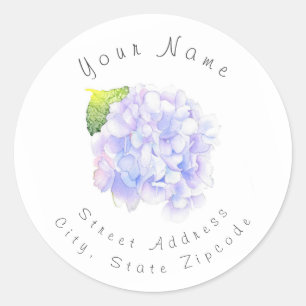 Gütezeichen "Hydrangea Watercolor Vignette" Runder Aufkleber