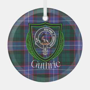 Guthrie-Schottischer-Clan-Tartan & -Wappen Ornament Aus Glas