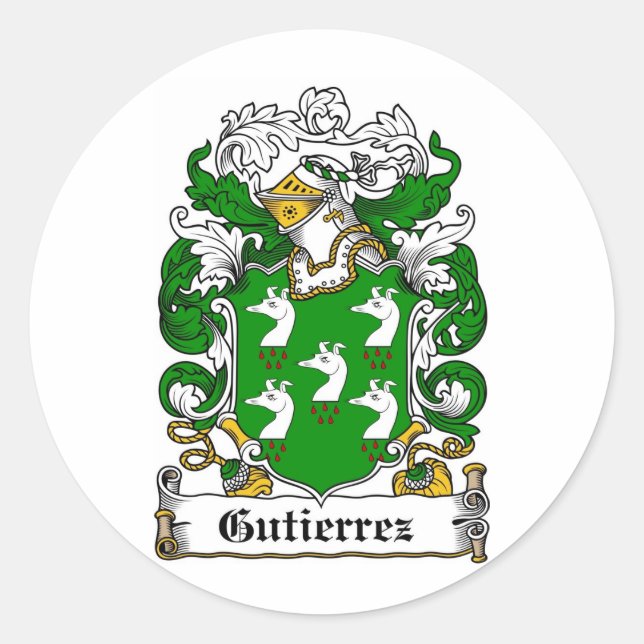 GUTIERREZ-FAMILIENWAPPEN - GUTIERREZ-WappenCOAT Runder Aufkleber (Vorderseite)