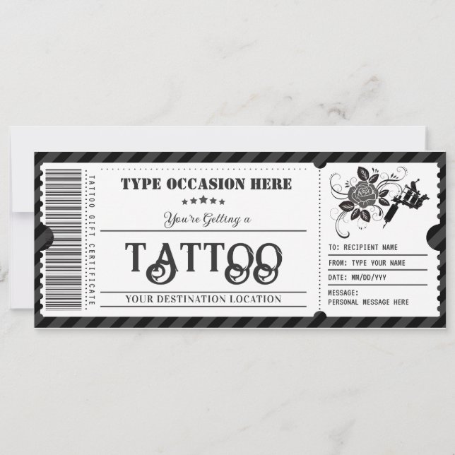 Gutschein für ein individuelles Tattoo-Geschenk Einladung (Vorderseite)
