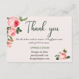 Gutschein für kleine Unternehmen Pink Danke Karte 
