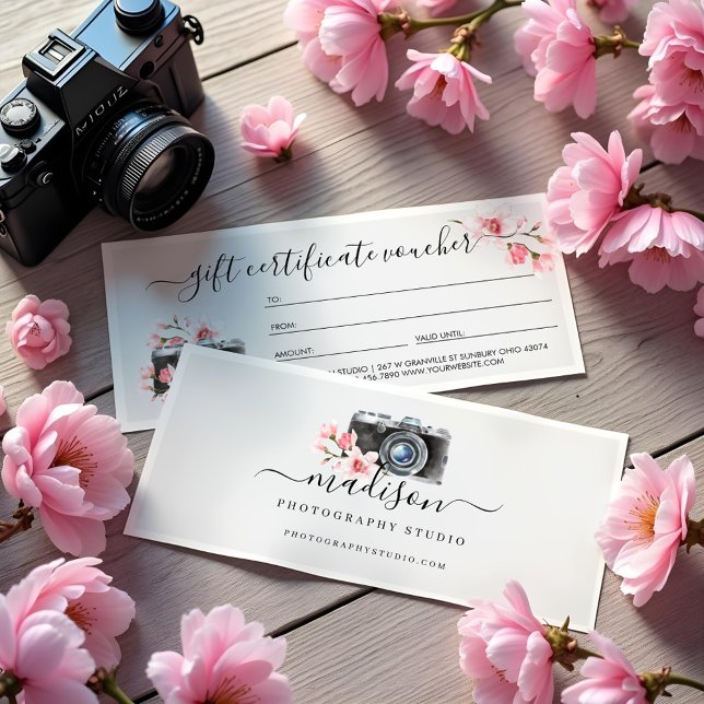 Gutschein für Vintage Fotografie (Vintage Camera & Florals Photography Gift voucher)